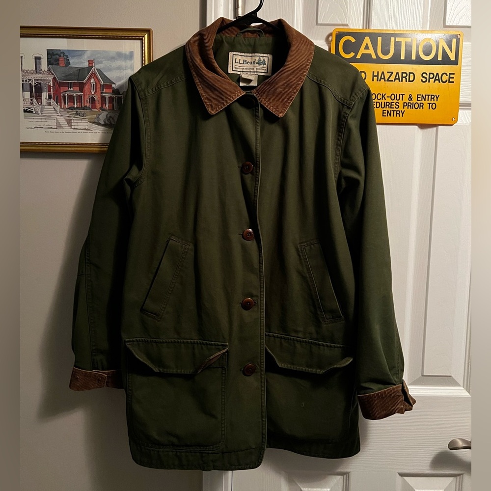 LL Bean Women’s Barn/Chore Jacket, Green, Large